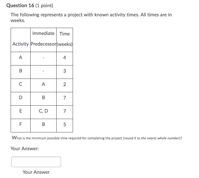 Please show work. Question 16 (1 point) The
