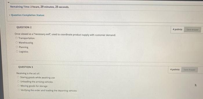 Remaining Time: 2 hours, 29 minutes, 25 seconds