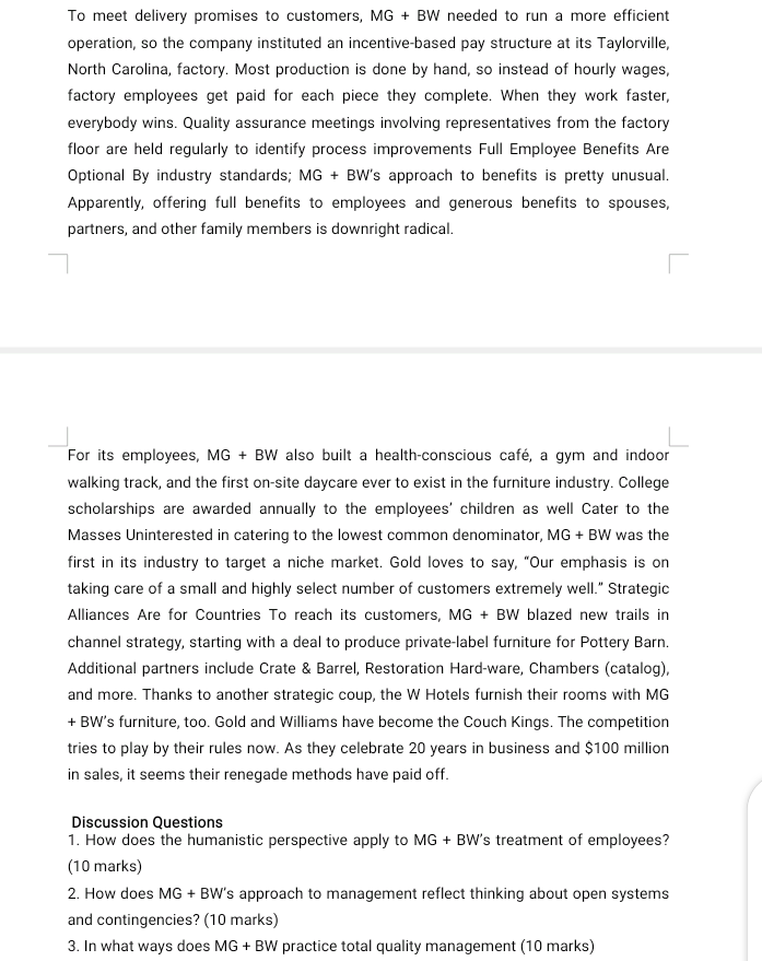 ANSWER ALL QUESTIONS Mitchell Gold + Bob