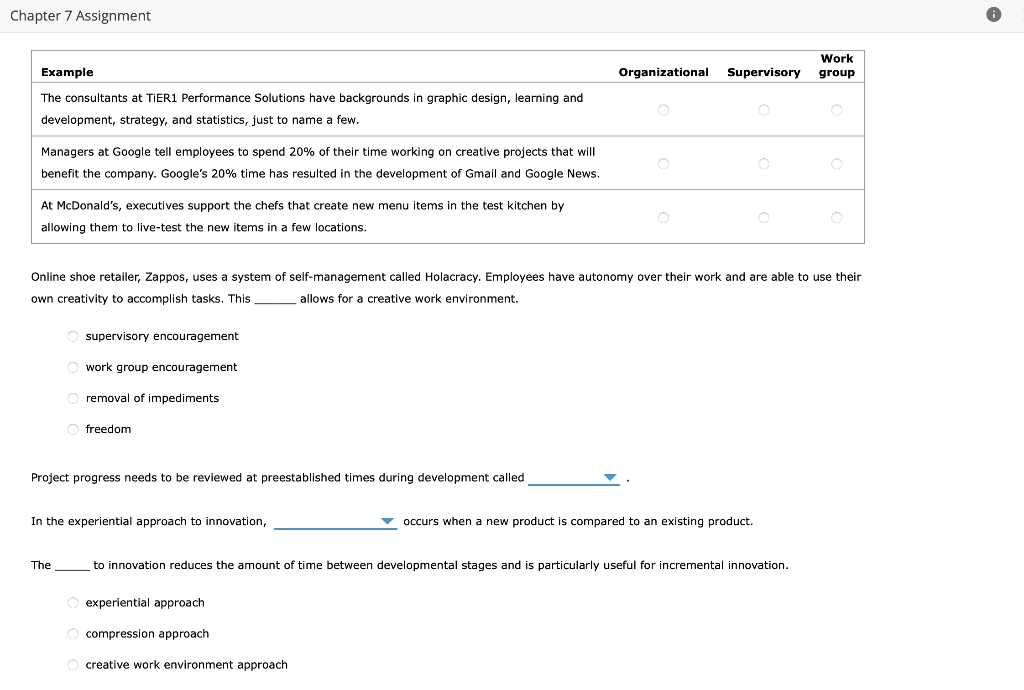 Chapter 7 Assignment Example Organizational