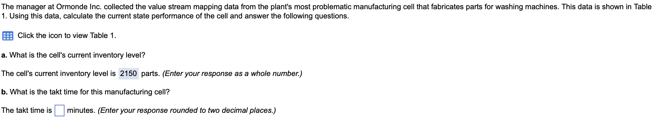 1. Using this data, calculate the current state