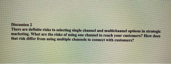 Discussion 2 There are definite risks to