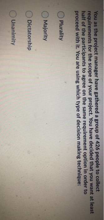 You as the project manager have gathered a group