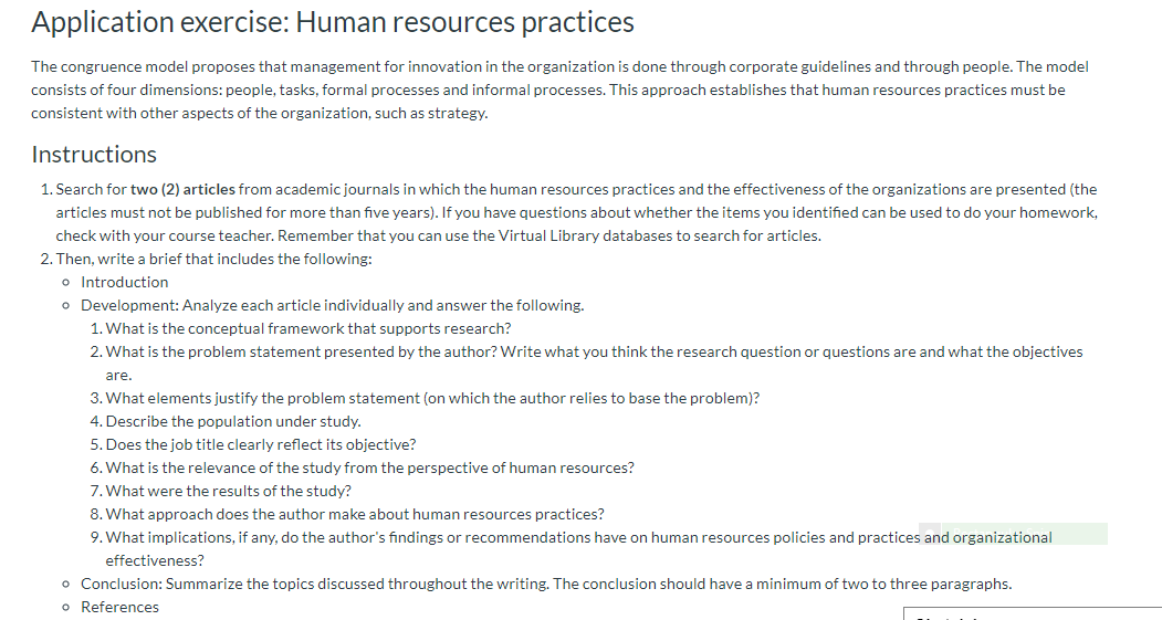 Application exercise: Human resources practices