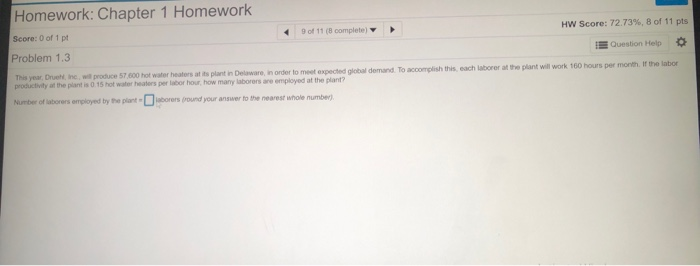 Homework: Chapter 1 Homework HW Score: 72.73%, 8