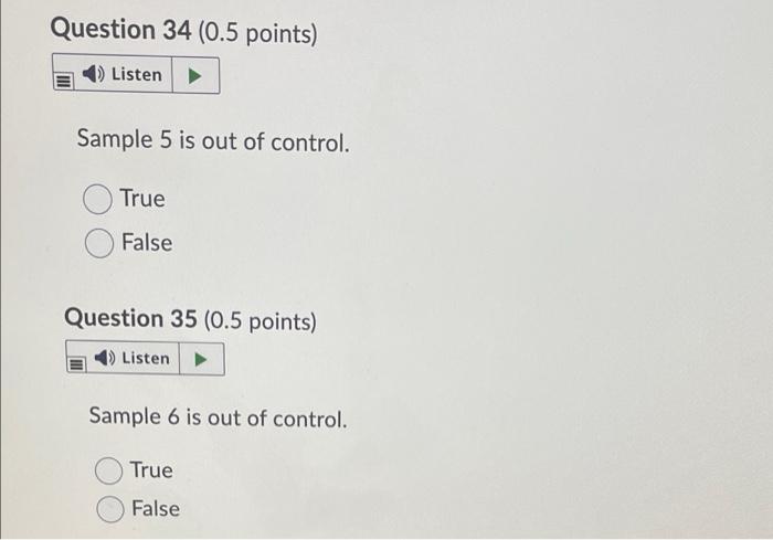 A quality inspector took six samples, each with