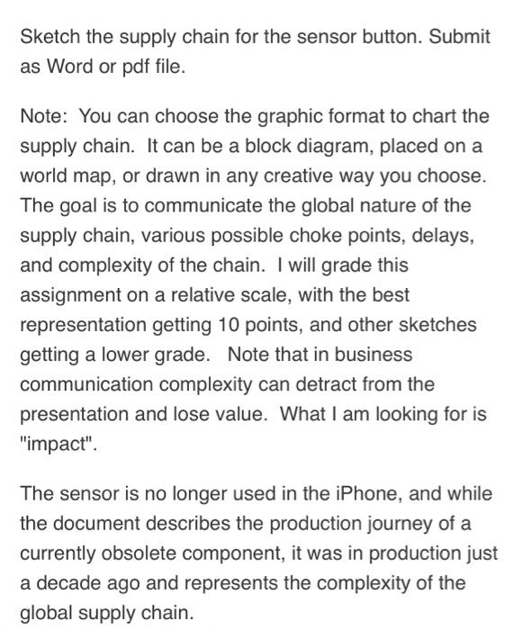 Sketch the supply chain for the sensor button.