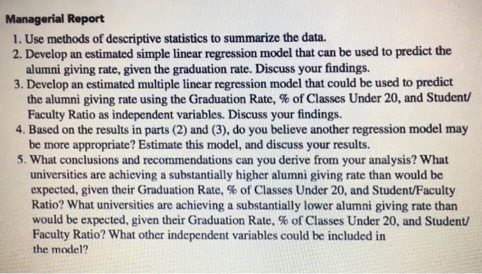 CASE PROBLEM ALUMNI GIVING Alumni donations are