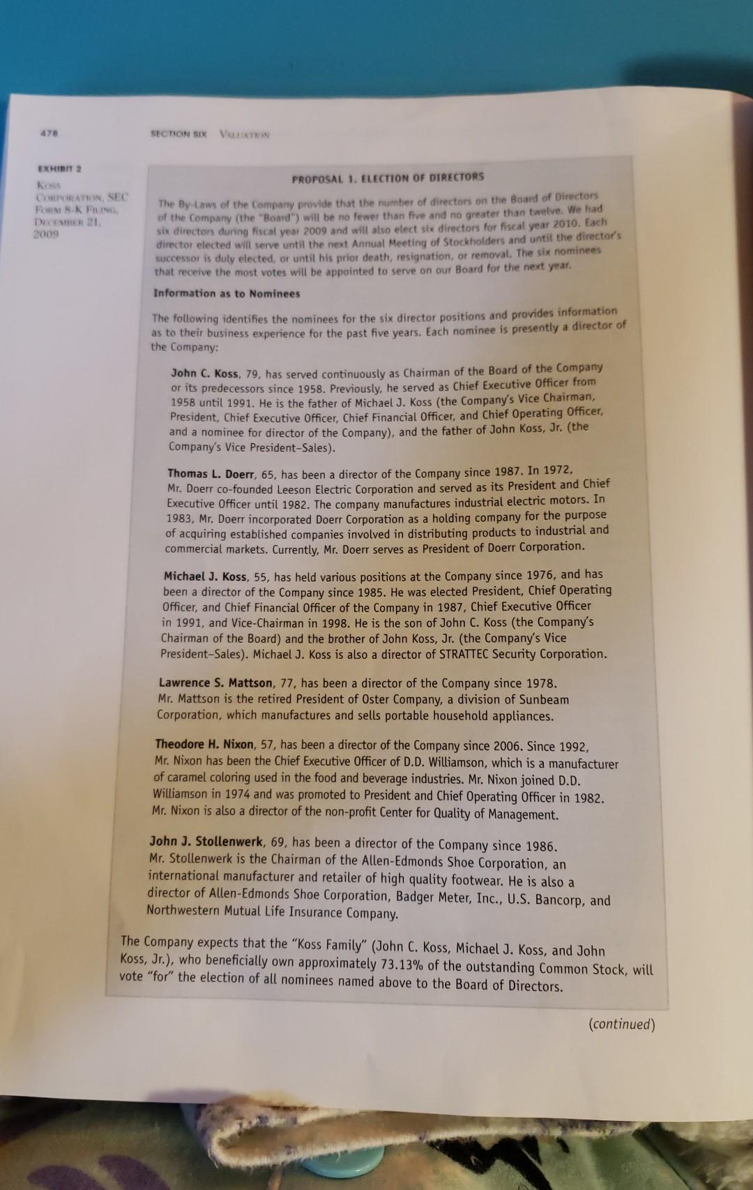 1.Evaluate Koss's compensation structure for its