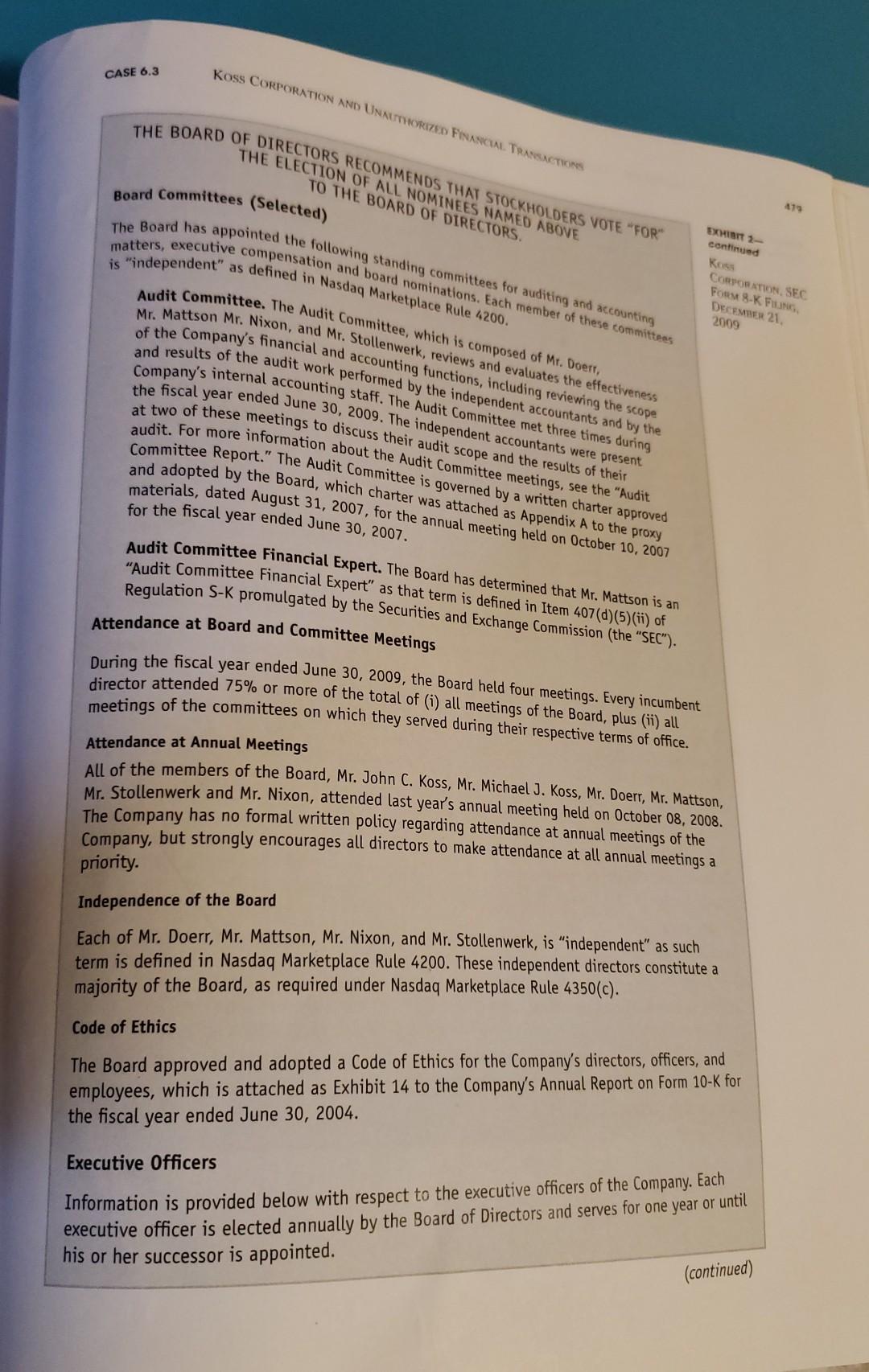 1.Evaluate Koss's compensation structure for its