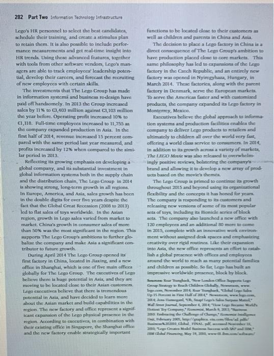 Application Case study: Lego: Embracing Change by