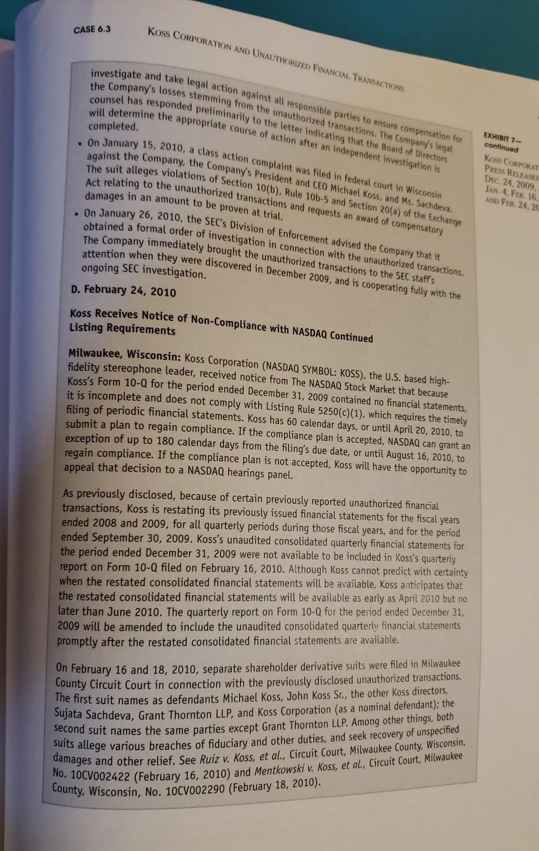 1.Evaluate Koss's compensation structure for its