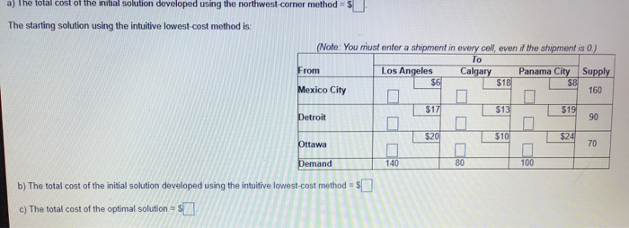 pls answer a, b, c Find an initial solution to