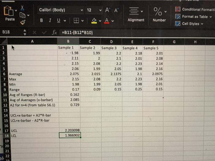 make an x bar and r chart in excel please explain