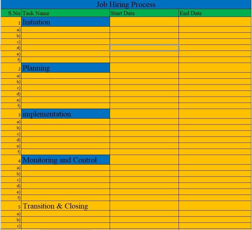 Please complete the tasks for job hiring process