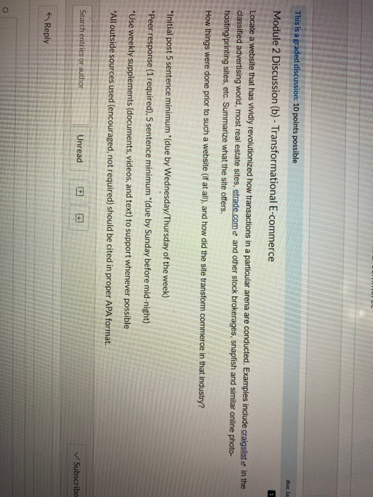 This is a graded discussion: 10 points possible