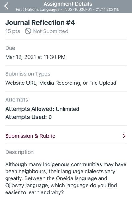 Assignment Details First Nations Languages -