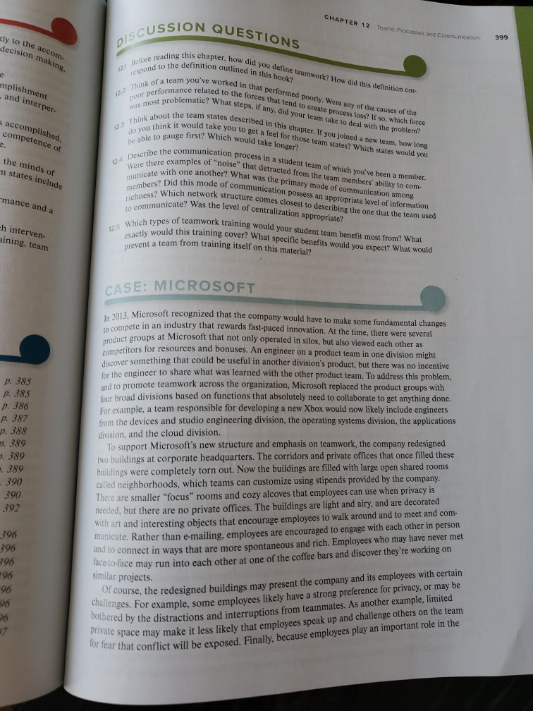Answer discussion question and case question. 2.