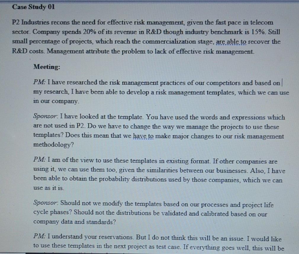 Case Study 01 P2 Industries recons the need for