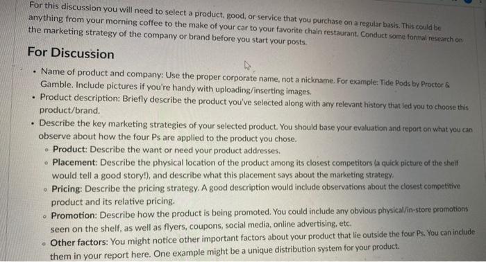For this discussion you will need to select a