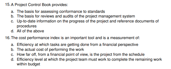 Note the most correct answer for each