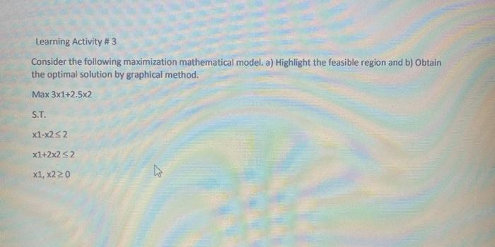 Learning Activity # 3 Consider the following