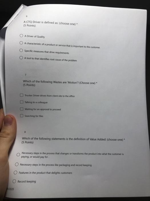 ACTQ Driver is defined as: (choose one) (5