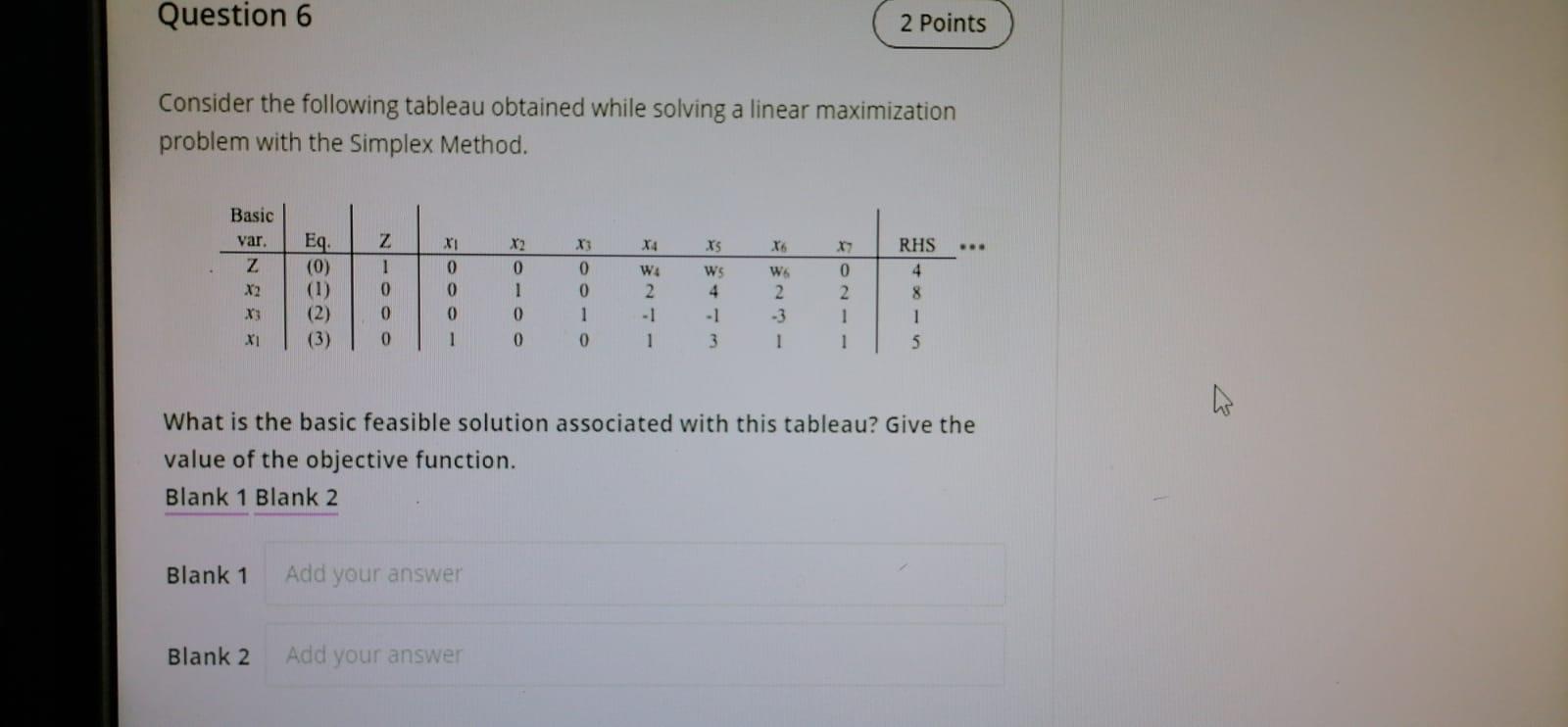 Question 6 2 Points Consider the following