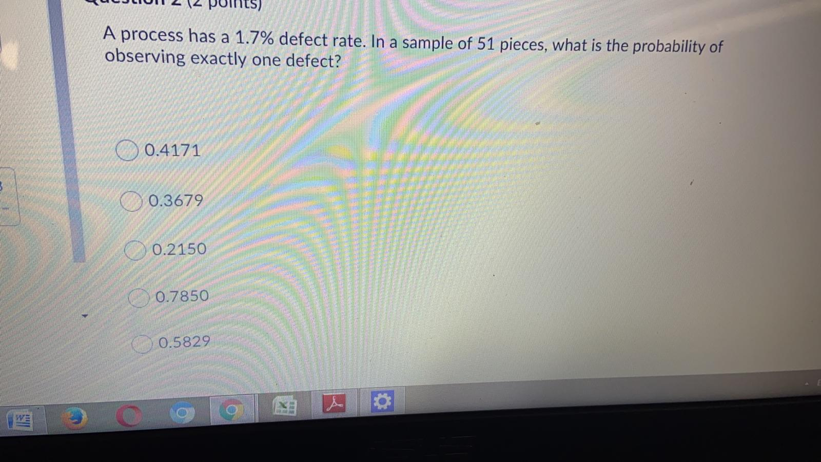 A process has a 1.7% defect rate. In a sample of