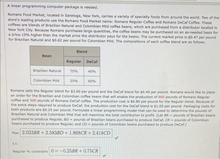 please show work using solver A linear