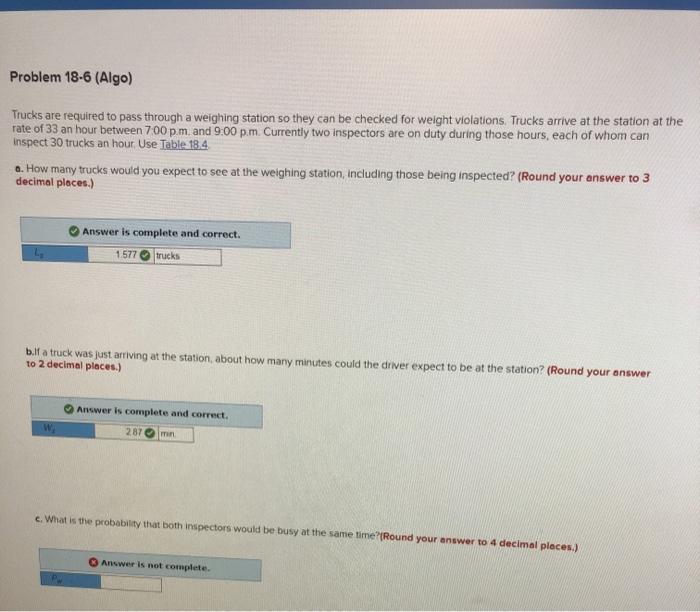 please answer C Problem 18-6 (Algo) Trucks are