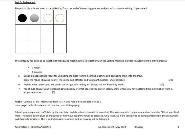 Part B- Assignment The plastic discs shown need