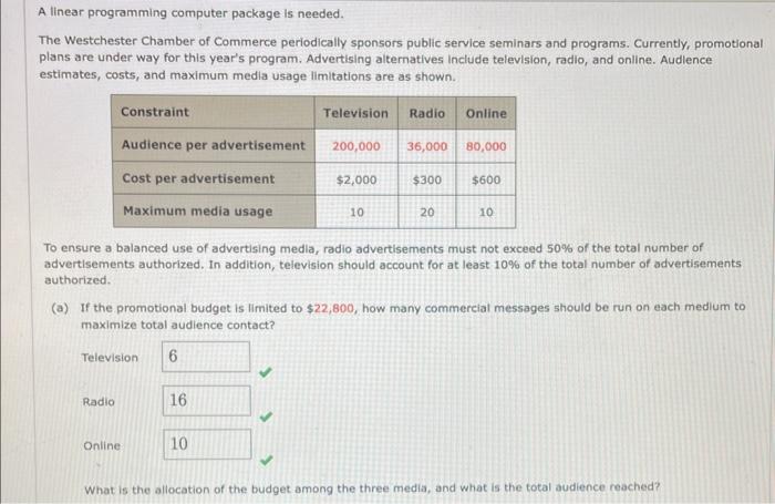 please show work using solver A linear