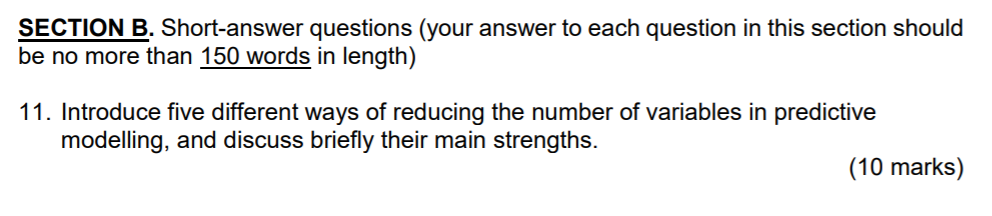 SECTION B. Short-answer questions (your answer to
