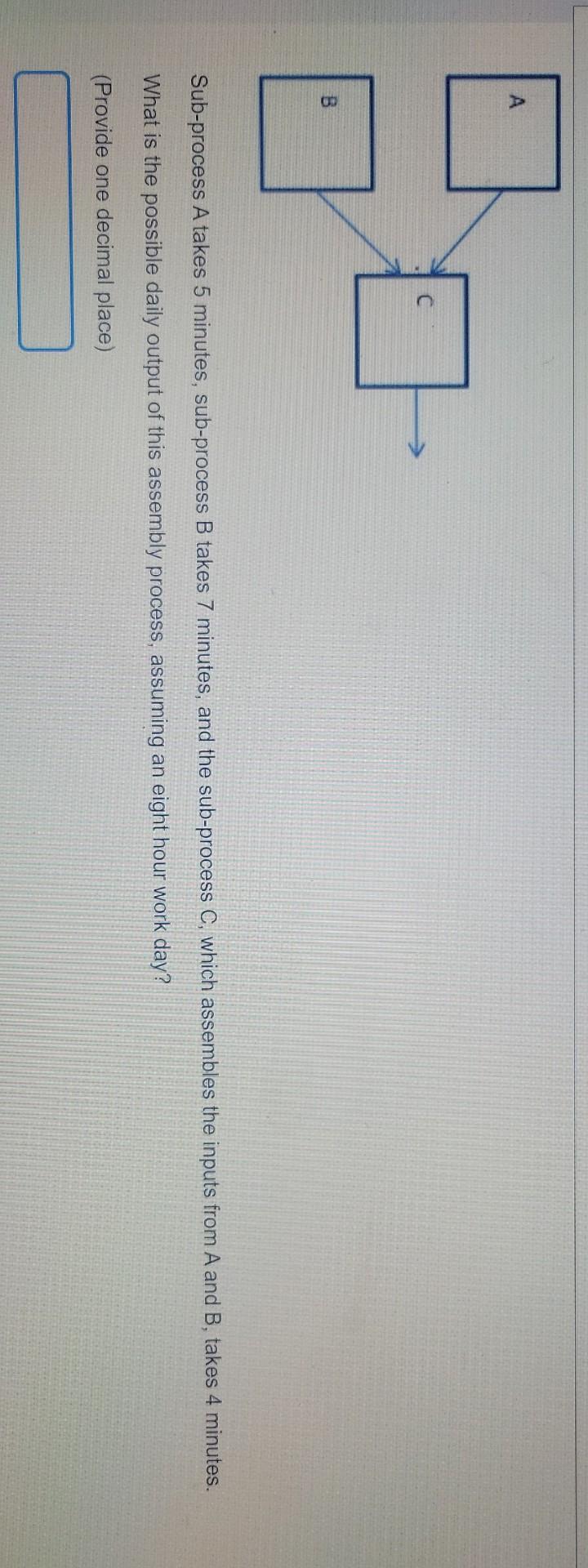 B Sub-process A takes 5 minutes, sub-process B