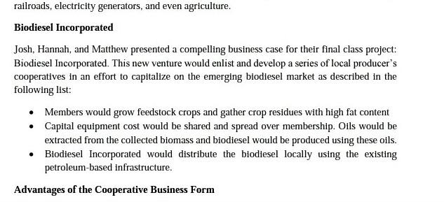 1 2 3 4 Case Study - Biodiesel Incorporated