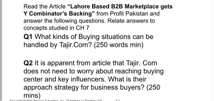 Read the Article "Lahore Based B2B Marketplace