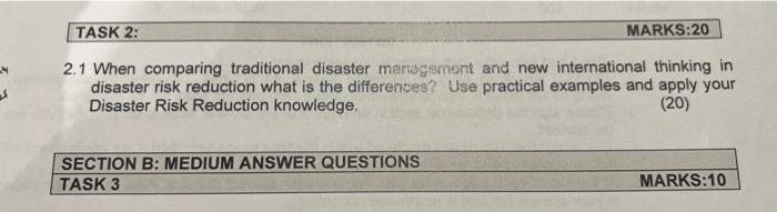 2.1 When comparing traditional disaster