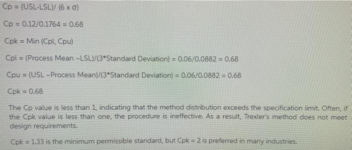 given the information and calculated data