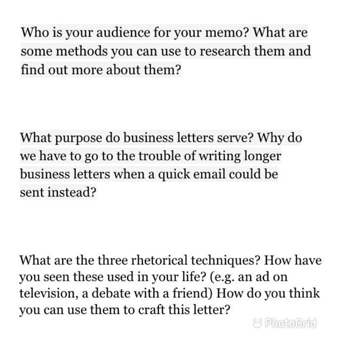 please answer all three ASAP Who is your audience