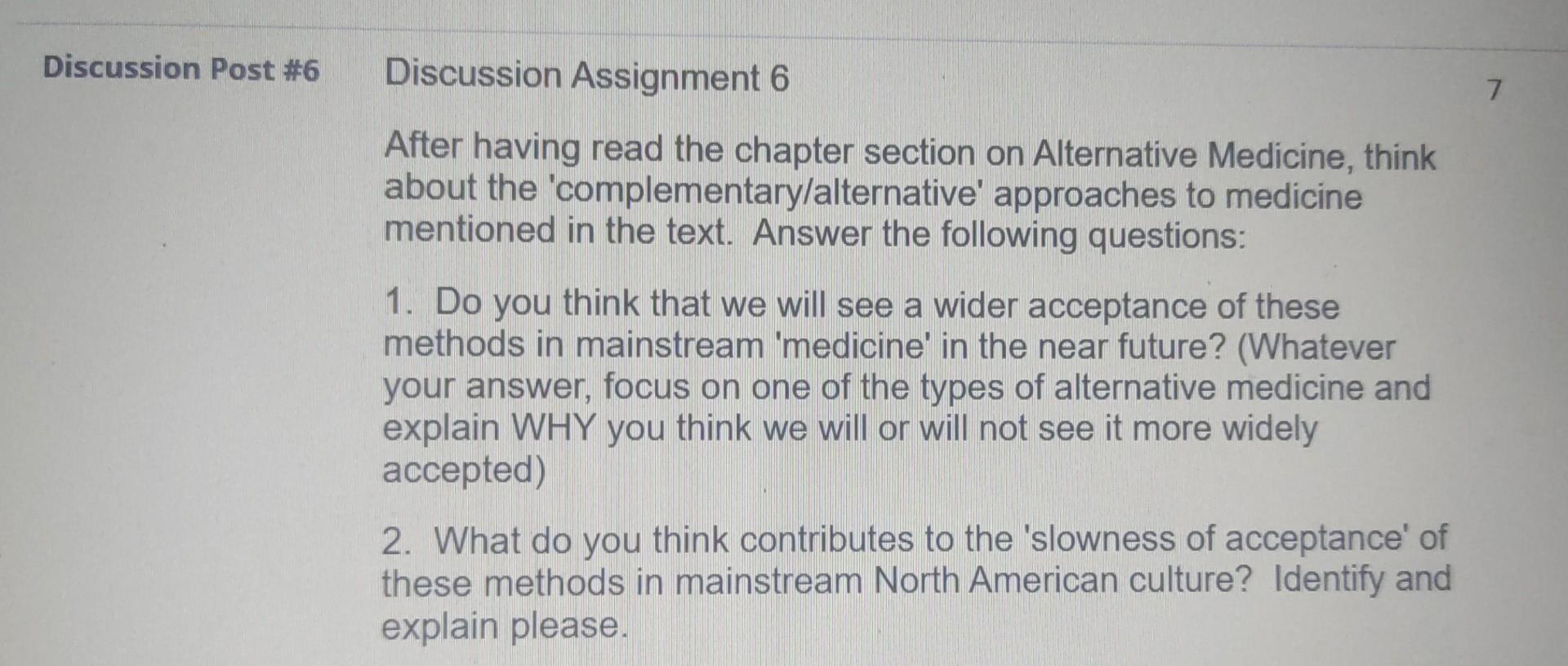 Discussion Post #6 Discussion Assignment 6 7