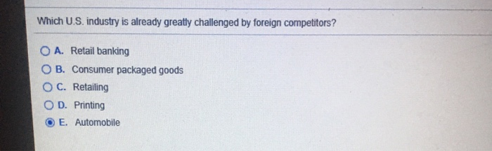 Which U.S. industry is already greatly challenged