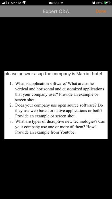 please answer asap T-Mobile 10:23 PM 56% Expert