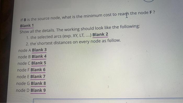 1 E If B is the source node, what is the minimum