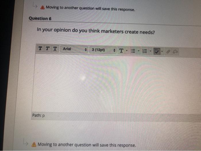 Moving to another question will save this