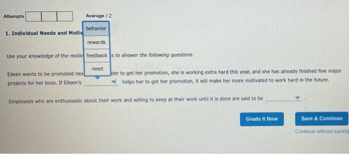 Attempts Average /2 1. Individual Needs and Motiv
