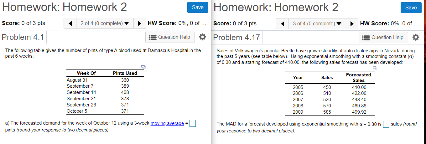 Homework: Homework 2 Save Homework: Homework 2
