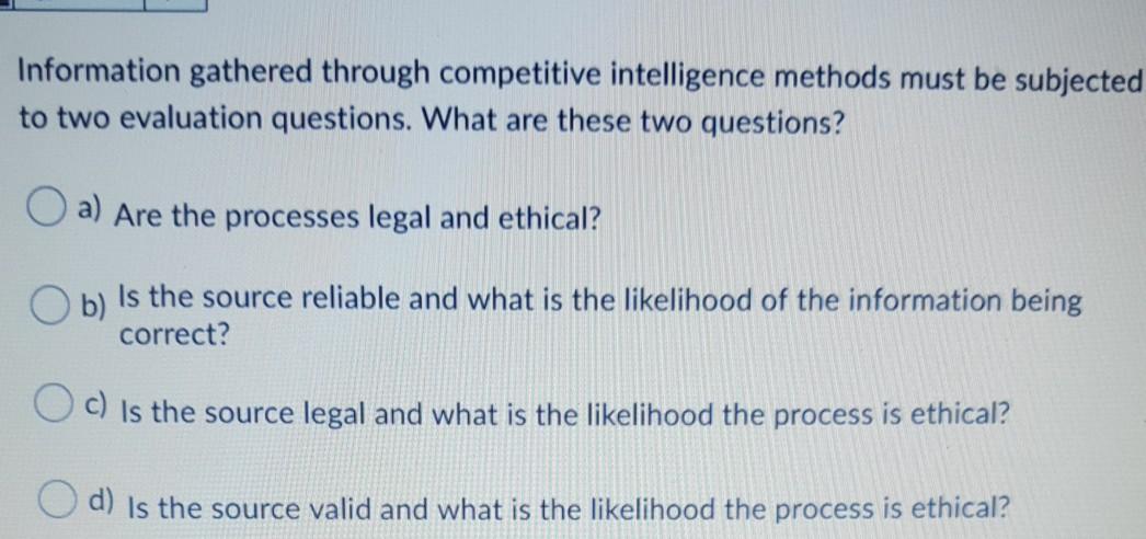 Information gathered through competitive