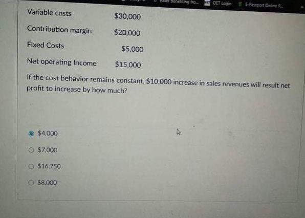 being fra CET Logi E-Paporti Variable costs