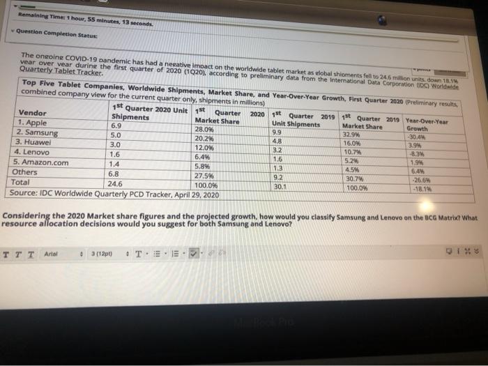Remaining Time 1 hour, 55 minutes, 13 seconds.